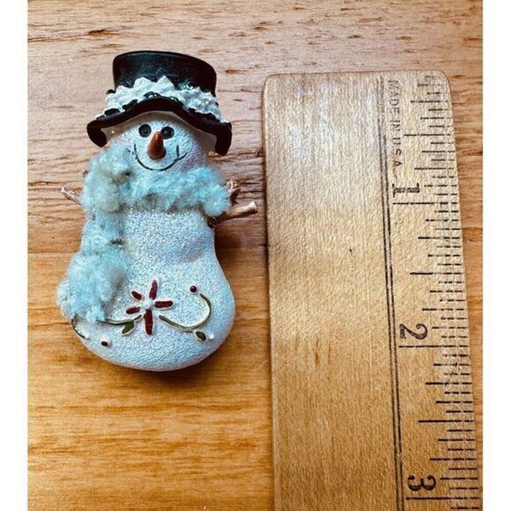 Lot Of 3 Vintage Playful Happy Fun Holiday Christmas Snowman Brooch Pin - Picture 6 of 11